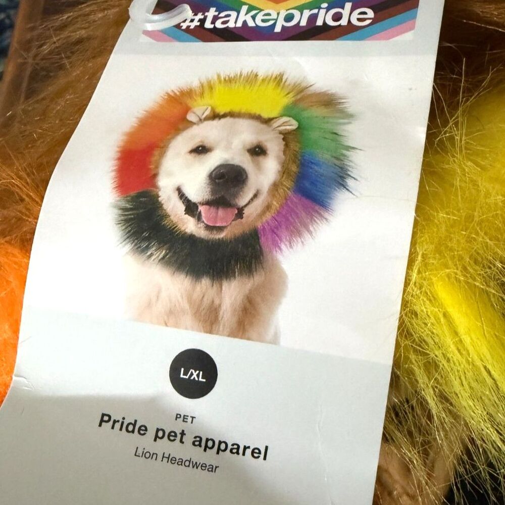 Target #TakePride Rainbow Lion Mane Dog Costume Headwear L/XL NWT Pride Pet